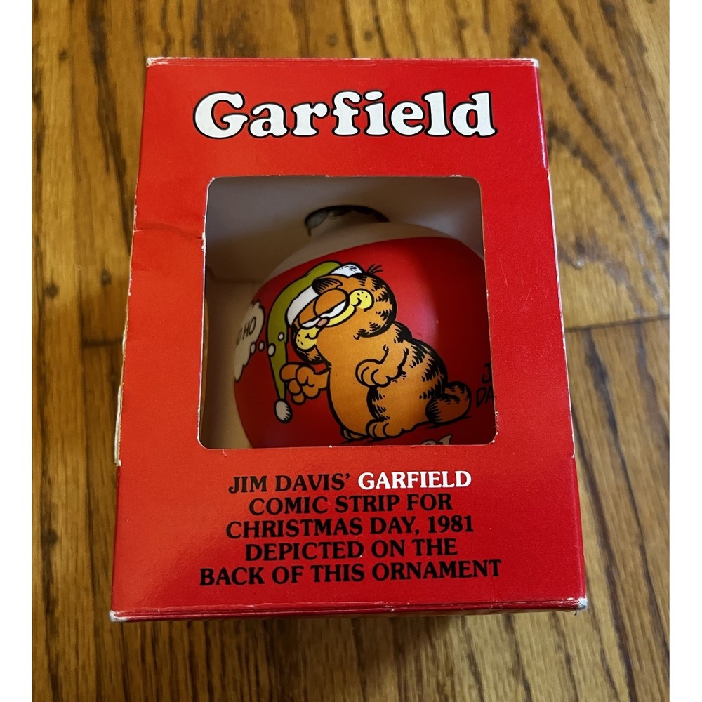 Vintage 1981 Garfield Glass Ball‎ Ornament Enesco Jim Davis Christmas
